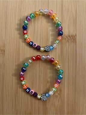 Super Mario Inspired Rainbow Beaded 'RAINBOW ROAD' Stretch Bracelet